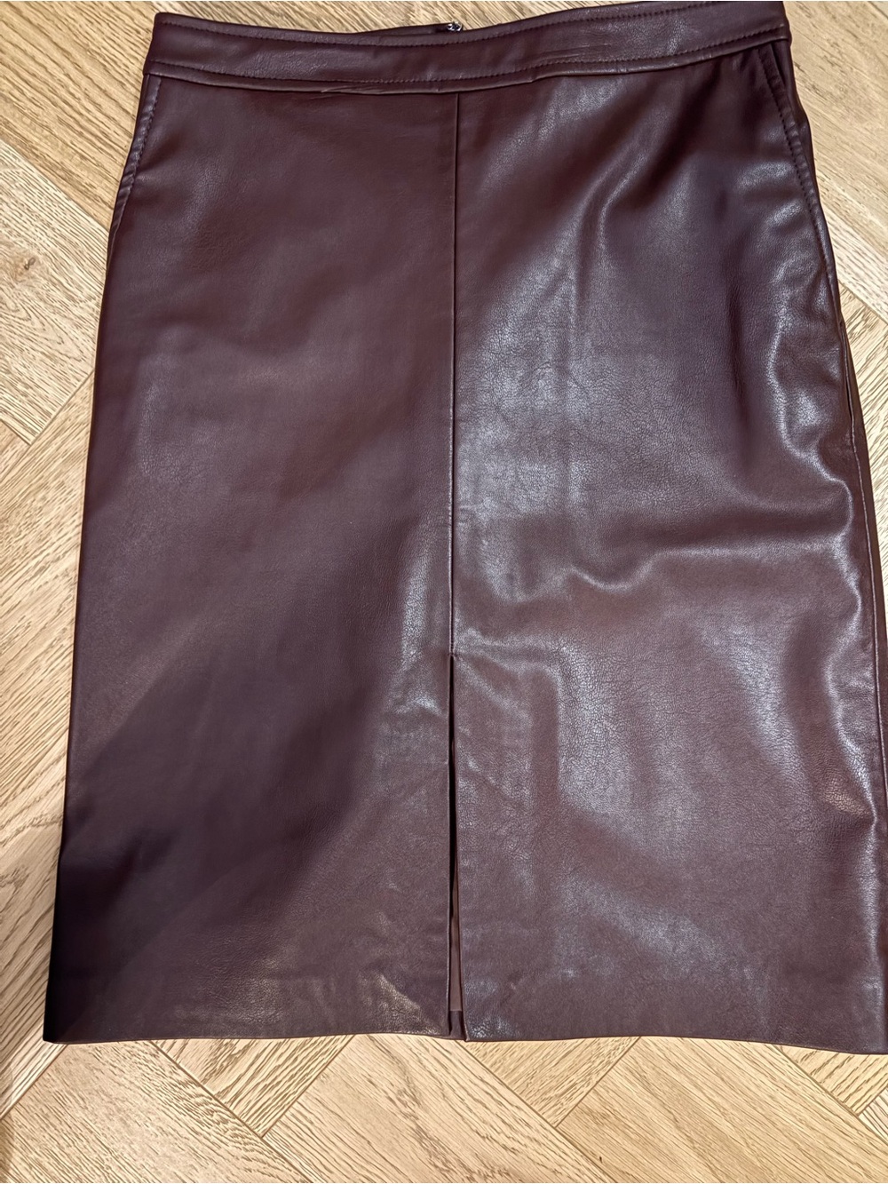 H&M Faux Leather Pencil Skirt - Burgundy Brown